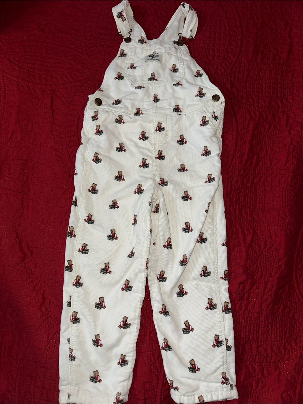 Oshkosh Corduroy Overalls with bear Print size 5T vintage/retro